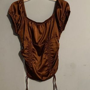 Brown skin tight blouse